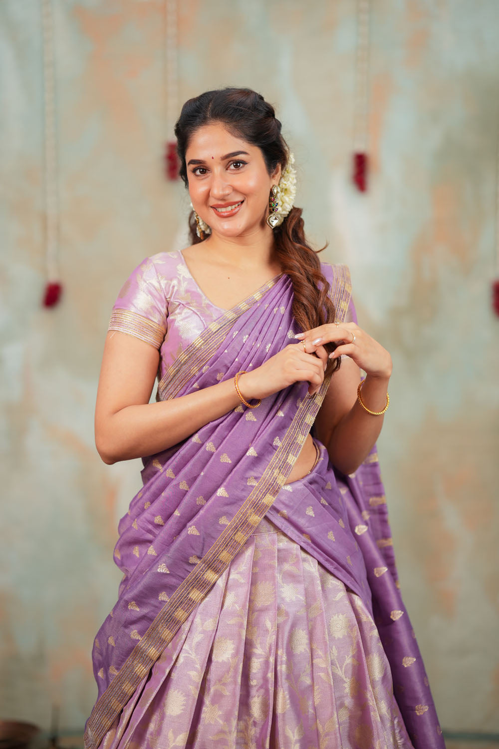 Manju Lavender Halfsaree (Set of 3) | SHOBITAM
