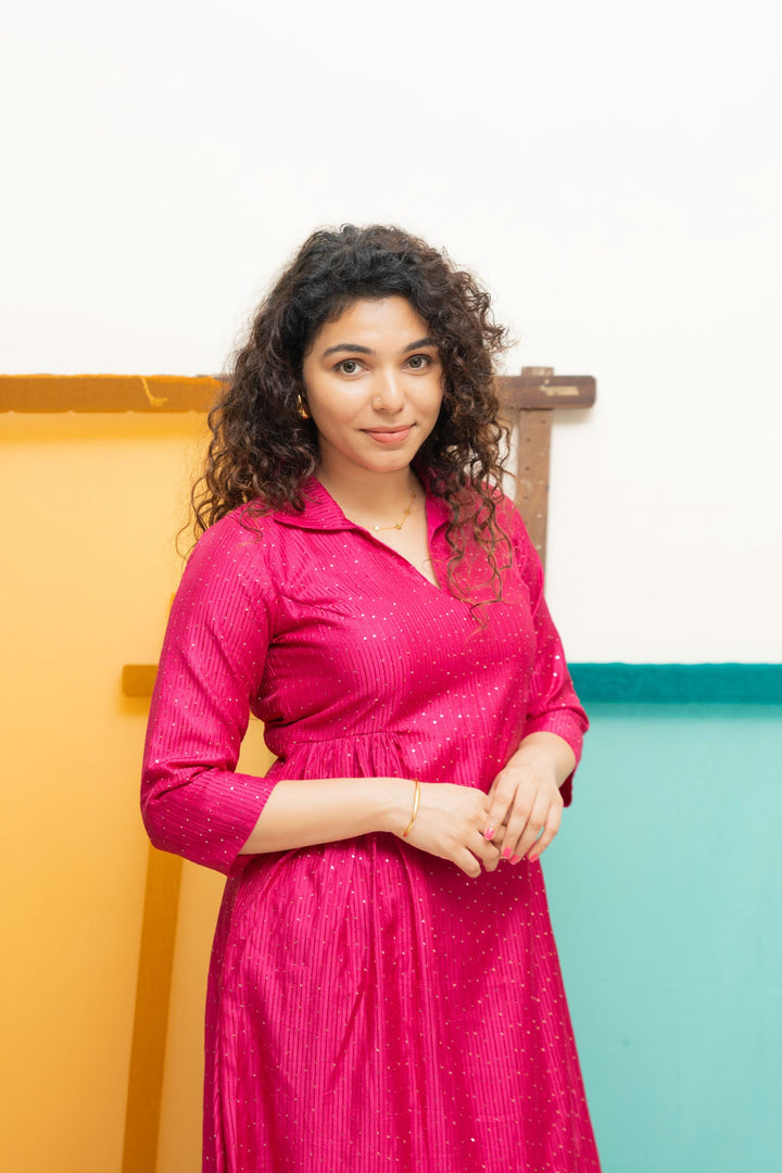 Teju Pink Kurti Set | Shobitam Custom Gowns | Made To Order