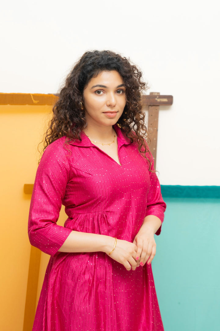 Teju Pink Kurti Set | Shobitam Custom Gowns | Made To Order