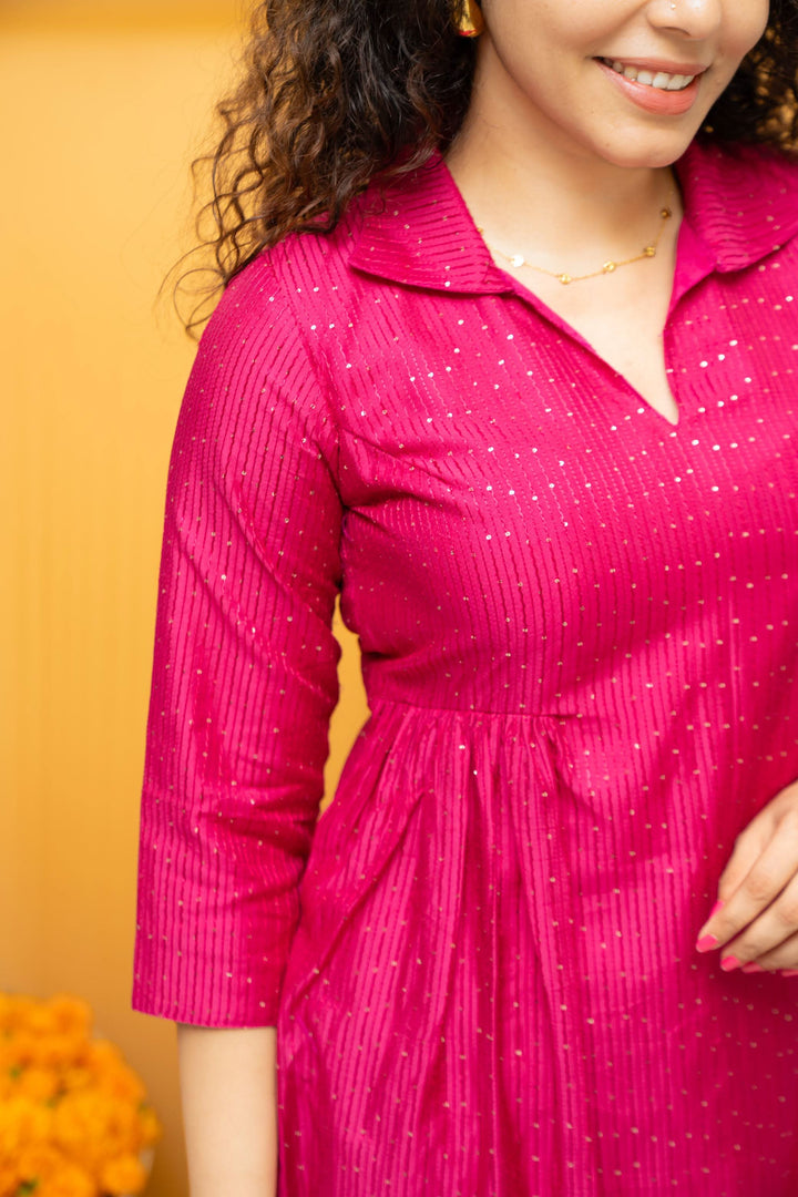 Teju Pink Kurti Set | Shobitam Custom Gowns | Made To Order