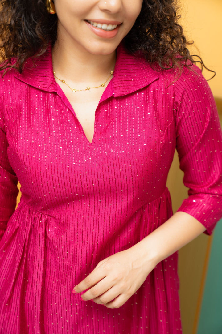 Teju Pink Kurti Set | Shobitam Custom Gowns | Made To Order