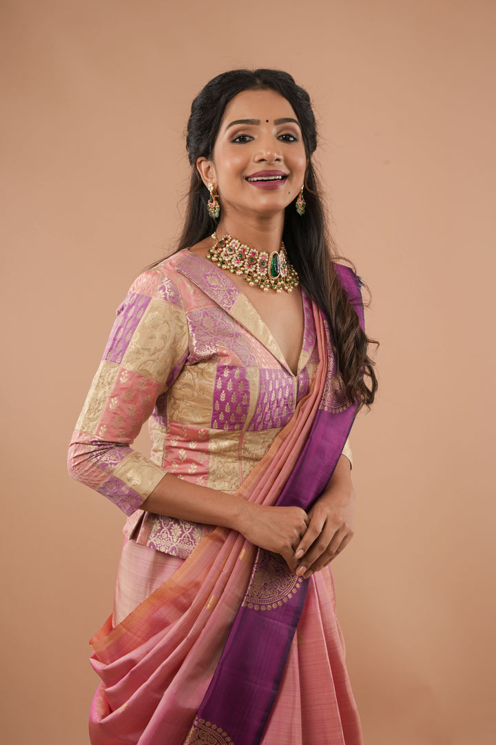Jacket Style Pastel Multicolor Blouse/Crop Top For saree, Customizable, Made to Order