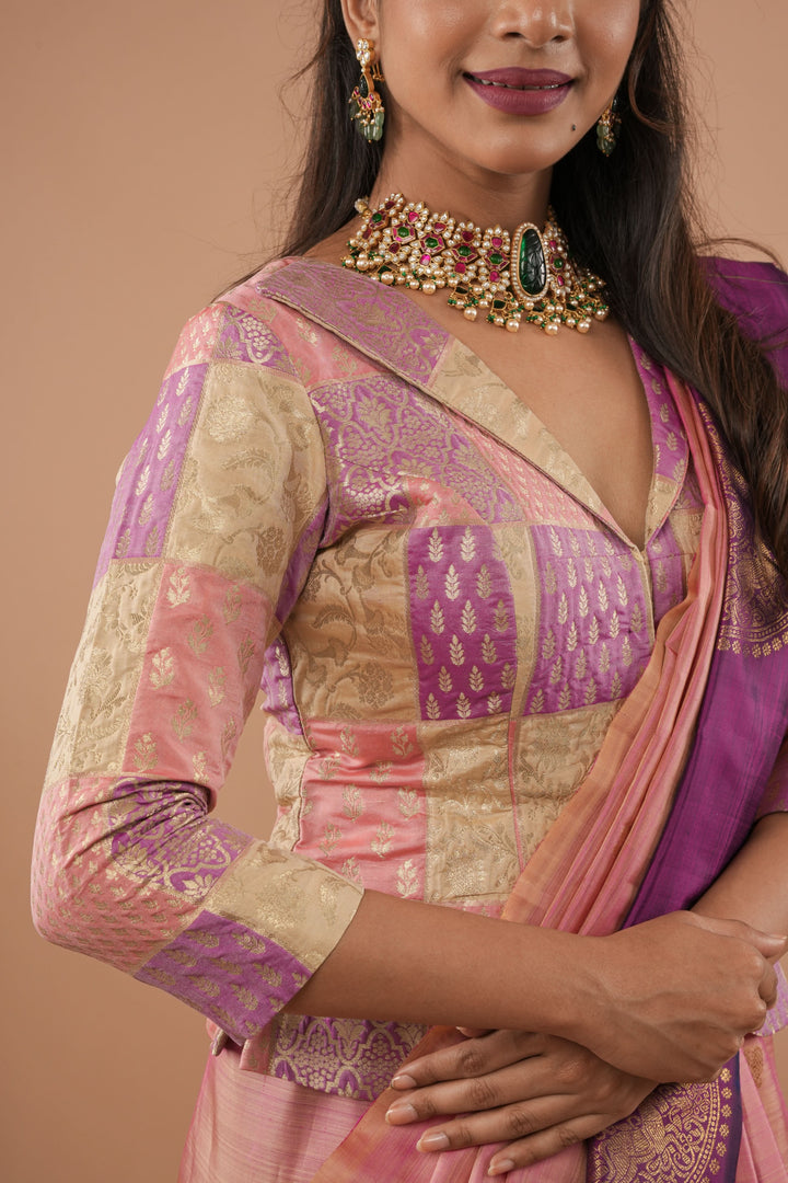 Jacket Style Pastel Multicolor Blouse/Crop Top For saree, Customizable, Made to Order