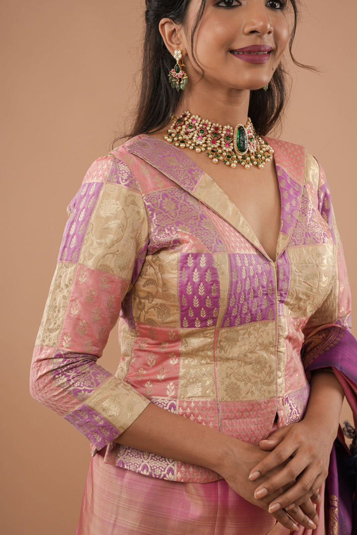 Jacket Style Pastel Multicolor Blouse/Crop Top For saree, Customizable, Made to Order