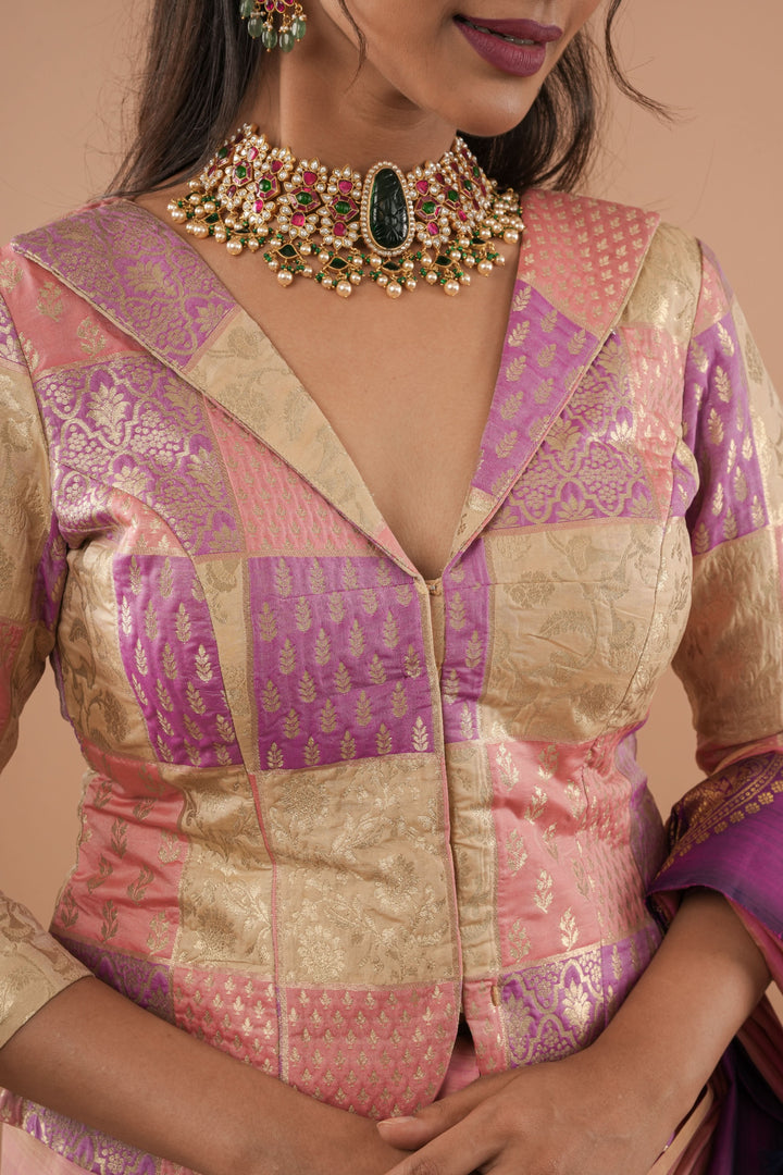 Jacket Style Pastel Multicolor Blouse/Crop Top For saree, Customizable, Made to Order