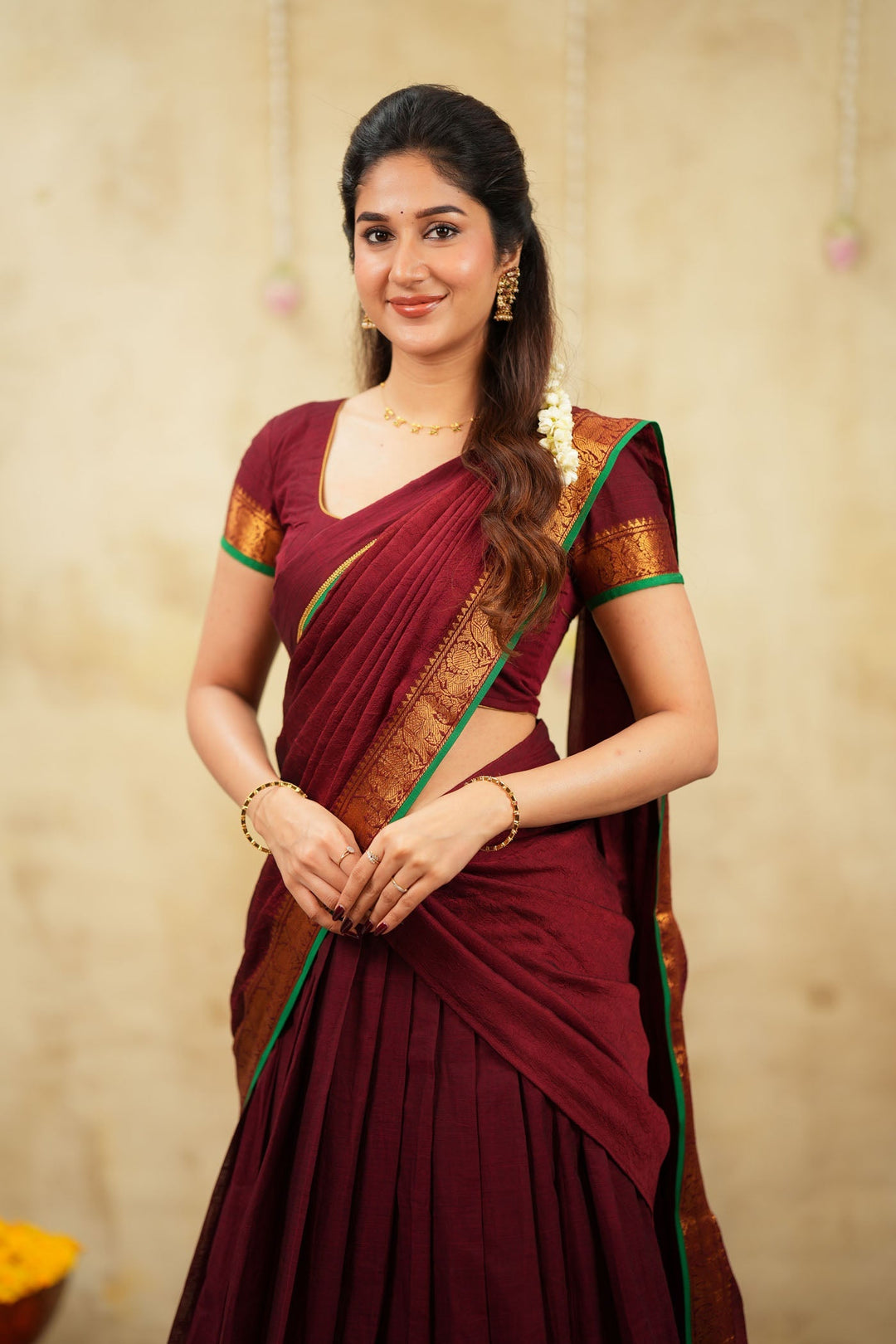 Riddhi Maroon Halfsaree (Set of 3 ) | SHOBITAM