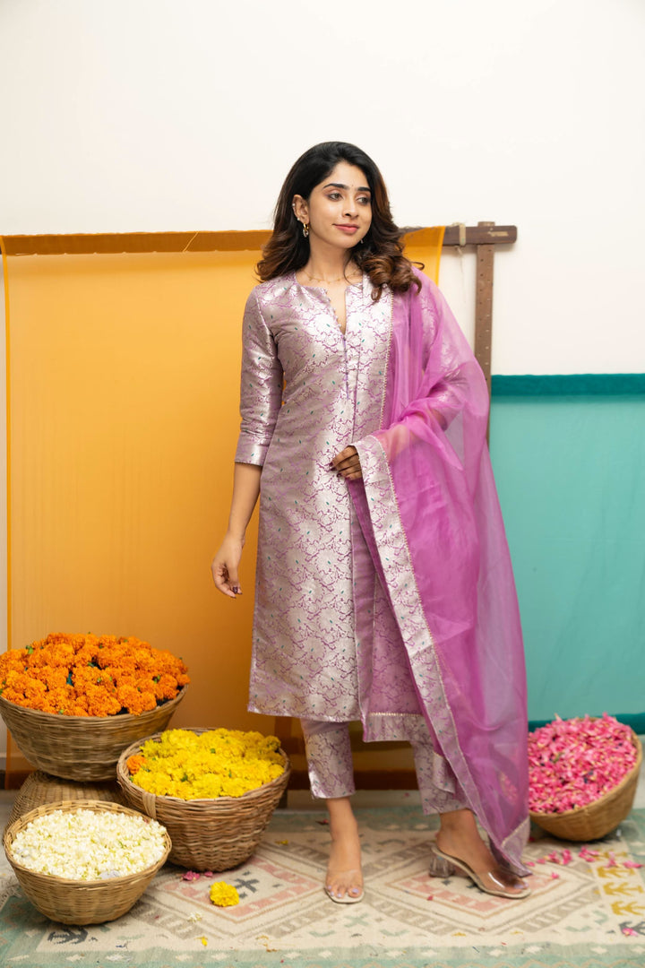 Harini Lavender Kurti Set | Made To Order