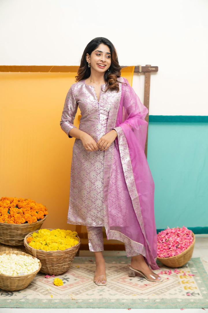Harini Lavender Kurti Set | Made To Order