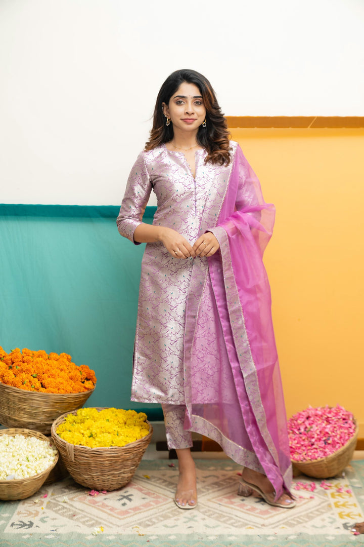Harini Lavender Kurti Set | Made To Order