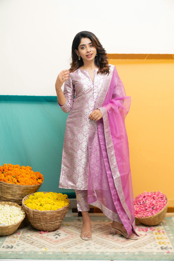 Harini Lavender Kurti Set | Made To Order