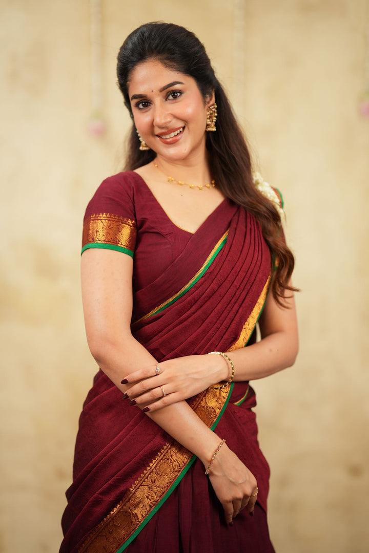 Riddhi Maroon Halfsaree (Set of 3 ) | SHOBITAM