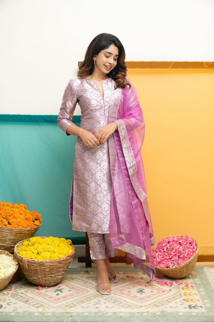 Harini Lavender Kurti Set | Made To Order
