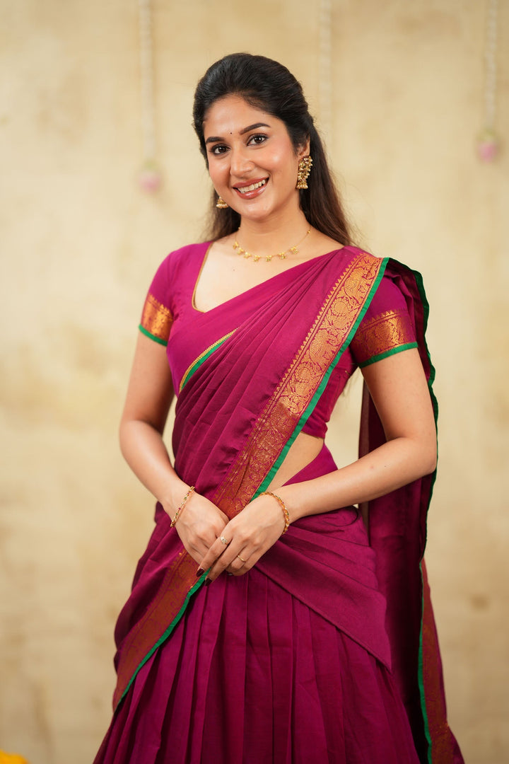 Riddhi Magenta Halfsaree (Set of 3) | SHOBITAM