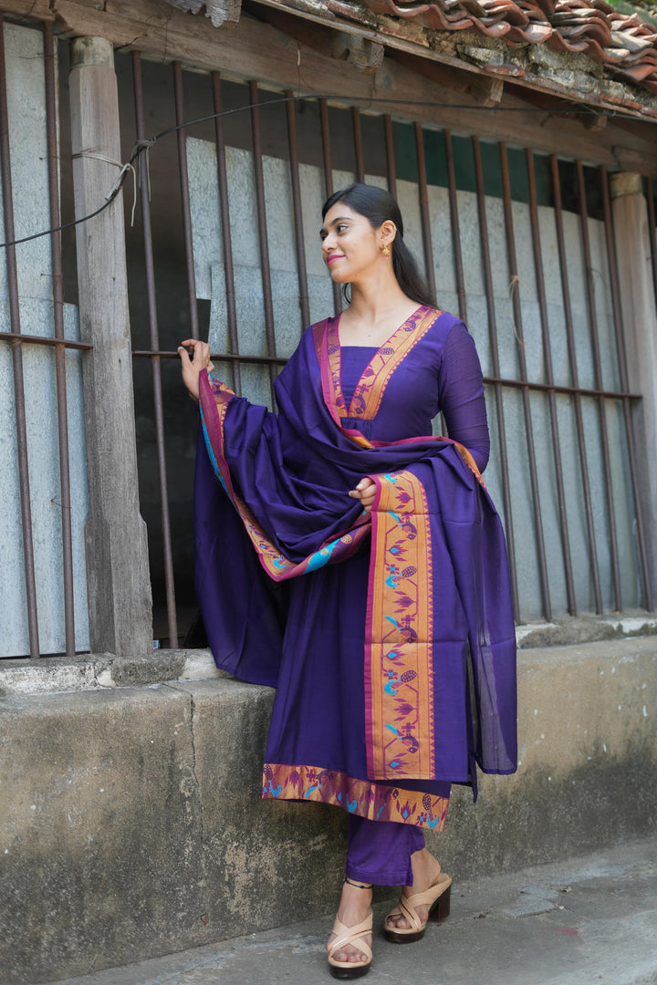 Brindha purple kurta set | Made To Order