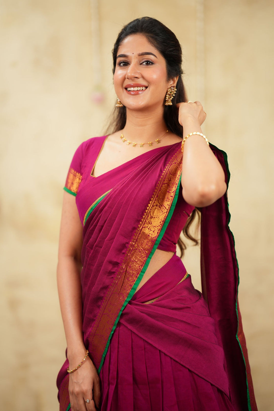 Riddhi Magenta Halfsaree (Set of 3) | SHOBITAM