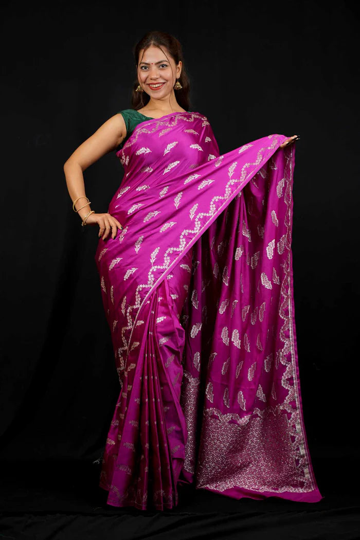 Magenta Softest Mashru Silk Saree Meets Timeless Zari. Ready in 30 Seconds | SILK MARK CERTIFIED