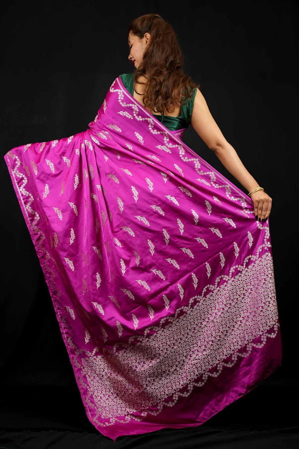 Magenta Softest Mashru Silk Saree Meets Timeless Zari. Ready in 30 Seconds | SILK MARK CERTIFIED