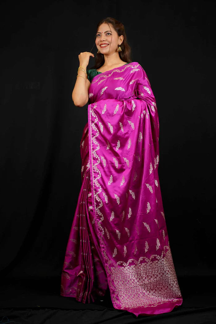 Magenta Softest Mashru Silk Saree Meets Timeless Zari. Ready in 30 Seconds | SILK MARK CERTIFIED