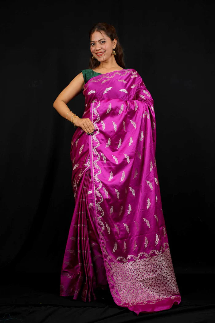 Magenta Softest Mashru Silk Saree Meets Timeless Zari. Ready in 30 Seconds | SILK MARK CERTIFIED