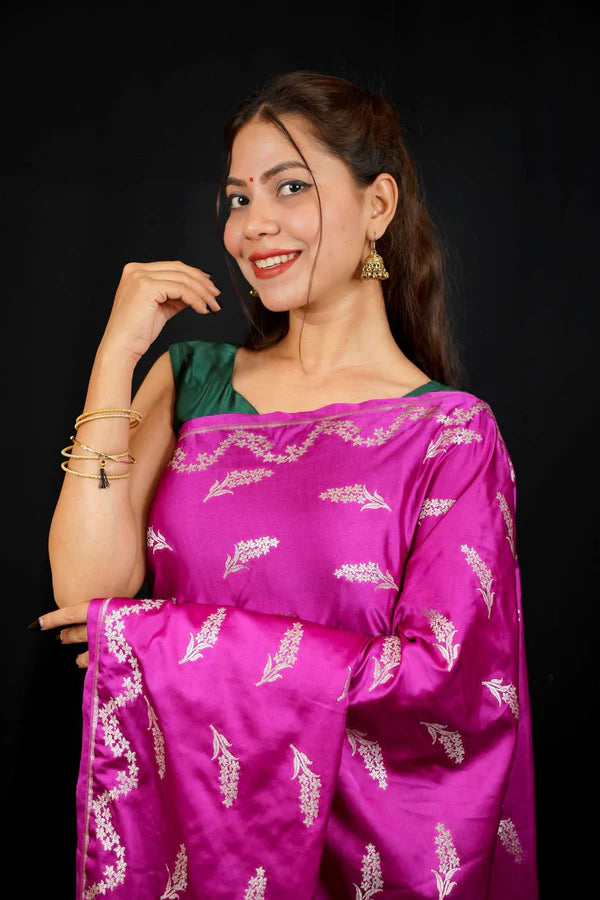 Magenta Softest Mashru Silk Saree Meets Timeless Zari. Ready in 30 Seconds | SILK MARK CERTIFIED