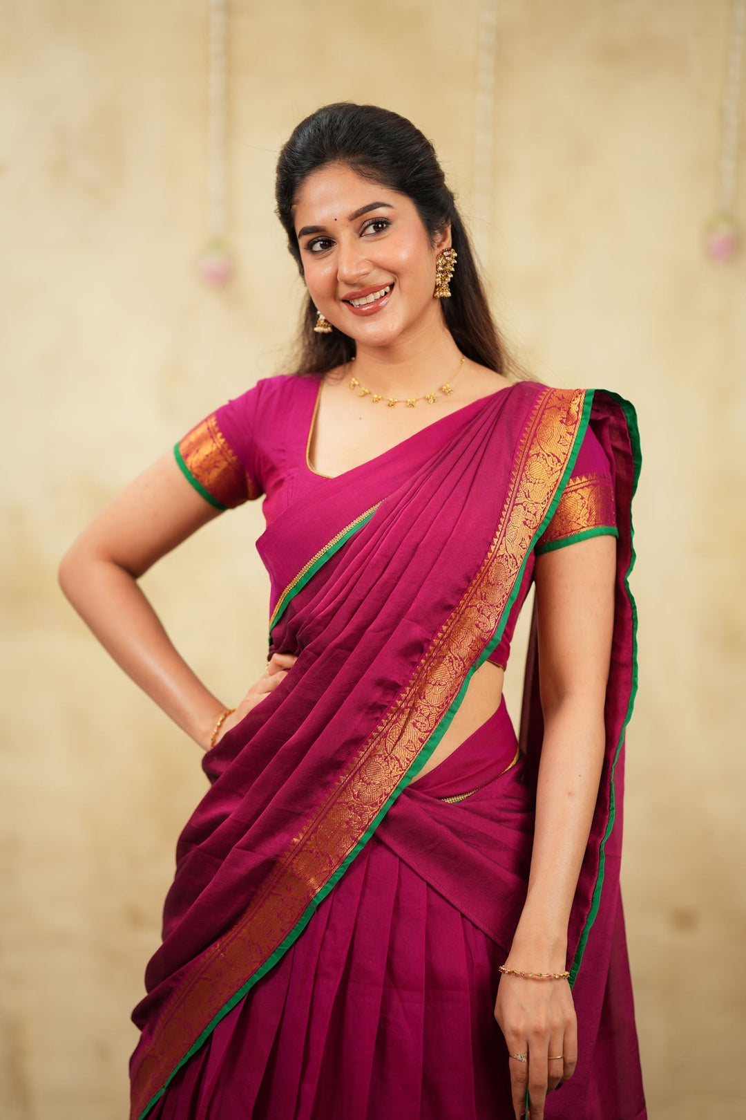 Riddhi Magenta Halfsaree (Set of 3) | SHOBITAM