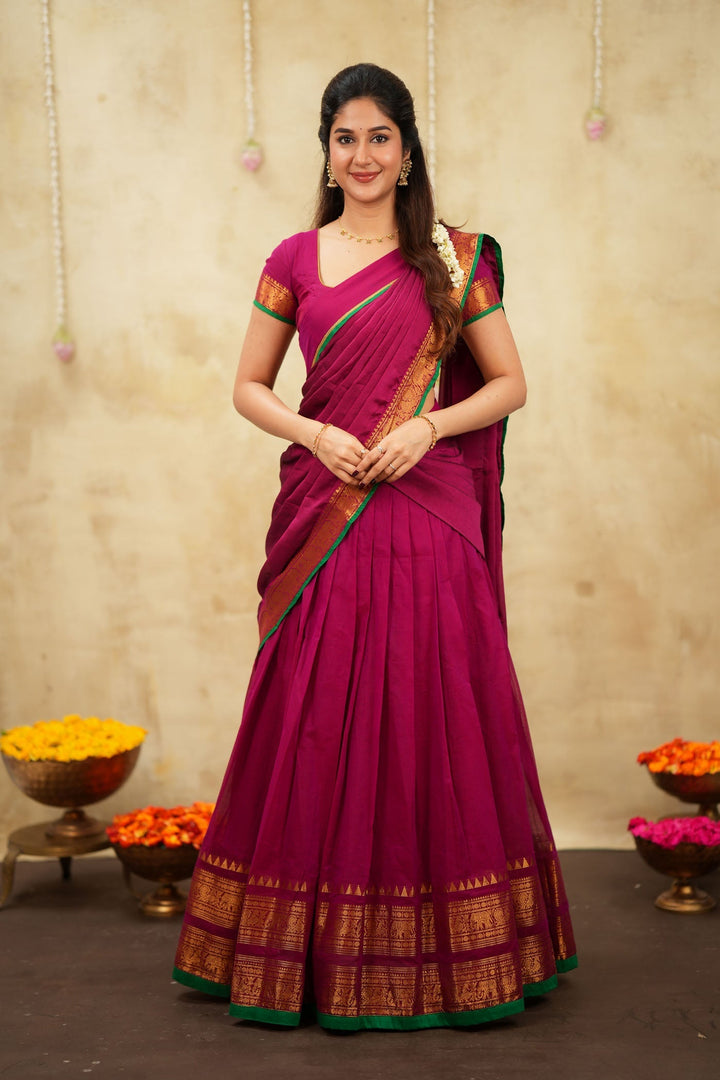 Riddhi Magenta Halfsaree (Set of 3) | SHOBITAM