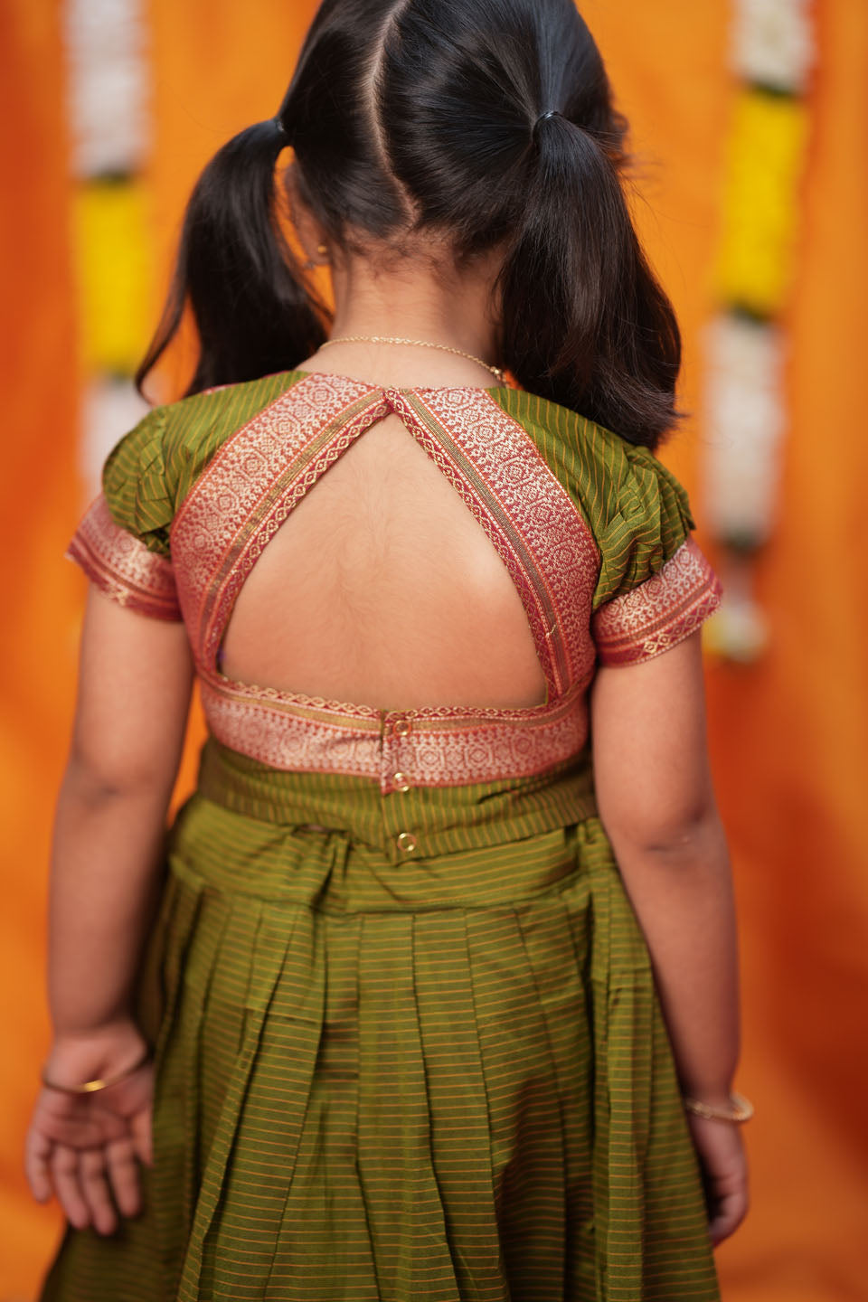 Abiradhi Green Handloom Top & Skirt Mini | Made to Order | SHOBITAM