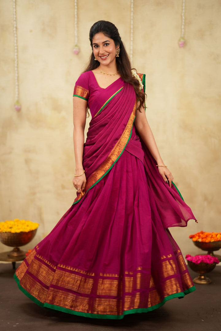 Riddhi Magenta Halfsaree (Set of 3) | SHOBITAM