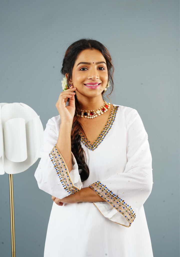 MultiColor Stone Lightweight Necklace and Earring Set | Shobitam Jewelry
