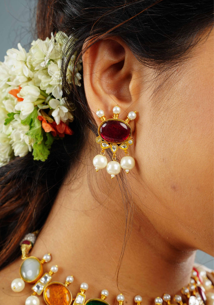 MultiColor Stone Lightweight Necklace and Earring Set | Shobitam Jewelry