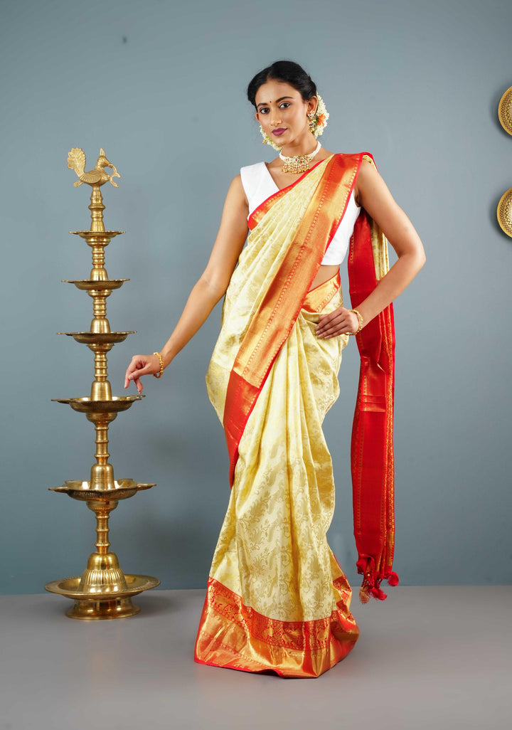 White Pure Raw Silk Sleeveless Blouse with Temple Gopuram Handpainting, Customizable, Made to Order