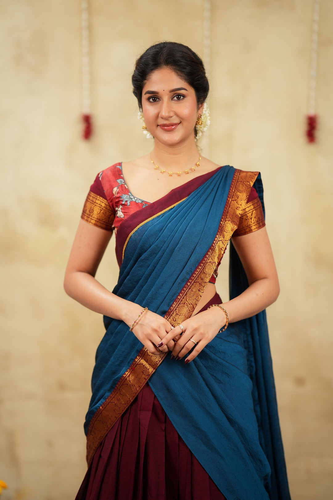 Radha Maroon Halfsaree (Set of 3) | SHOBITAM