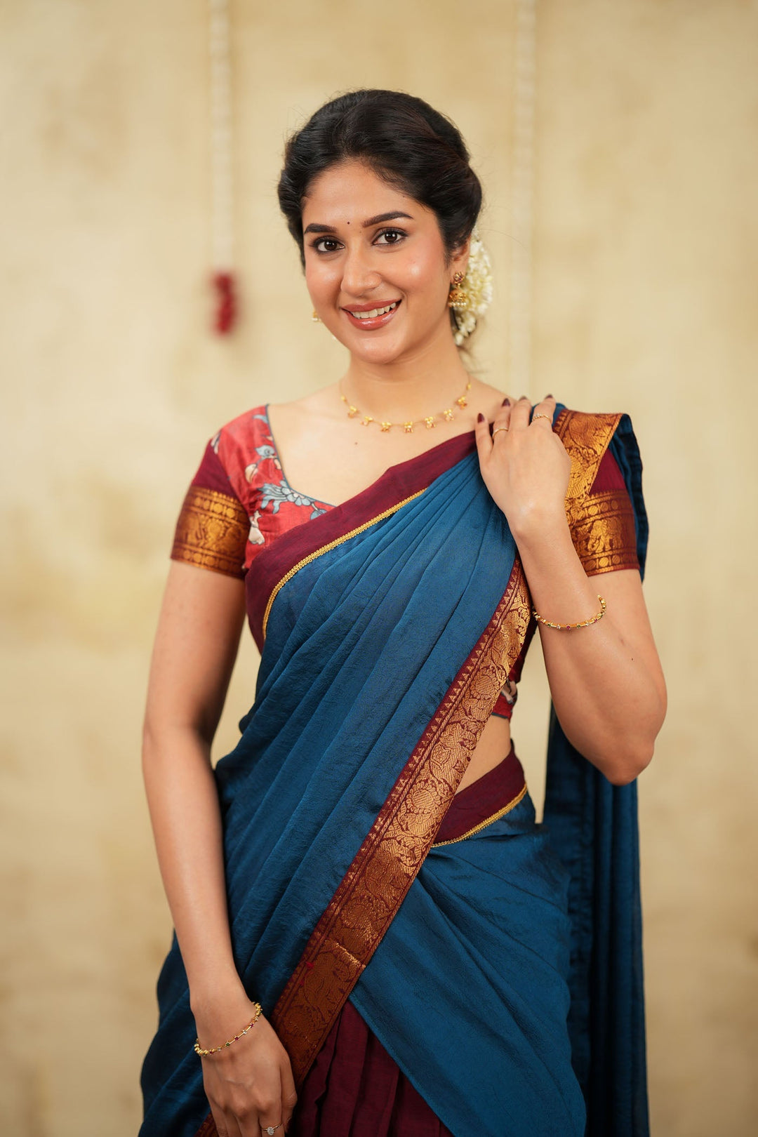 Radha Maroon Halfsaree (Set of 3) | SHOBITAM