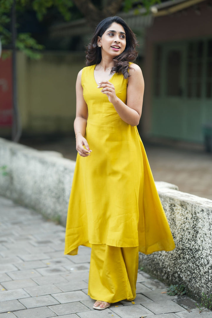 Nandhitha Yellow Kurta Set  | Made to Order | SHOBITAM