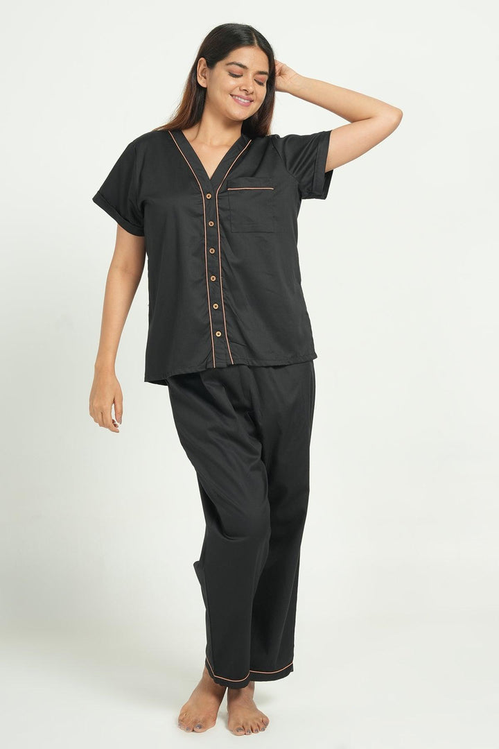 Home Essentials Solid Hue Cotton Nightsuit Set | SHOBITAM