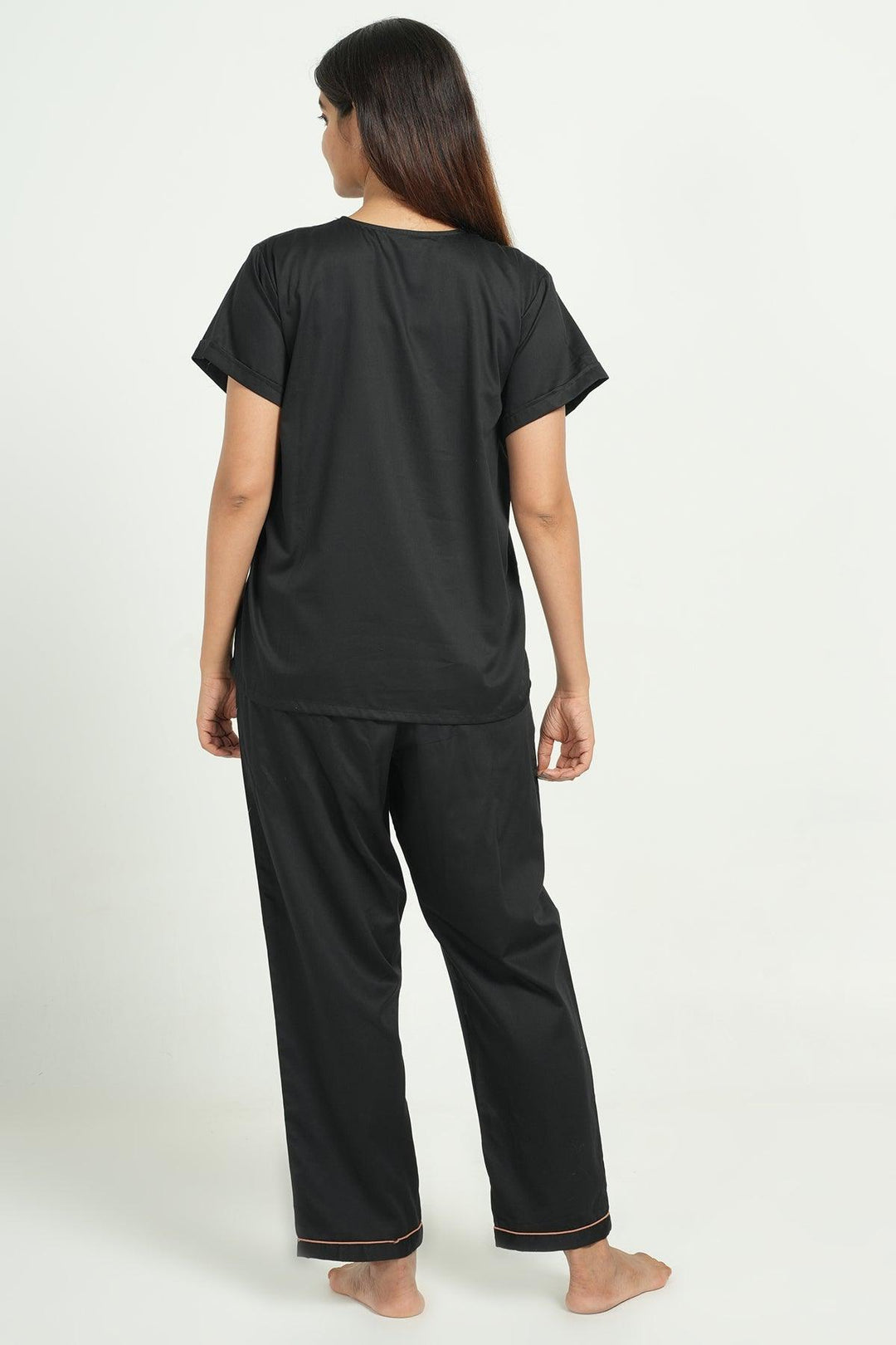 Home Essentials Solid Hue Cotton Nightsuit Set | SHOBITAM