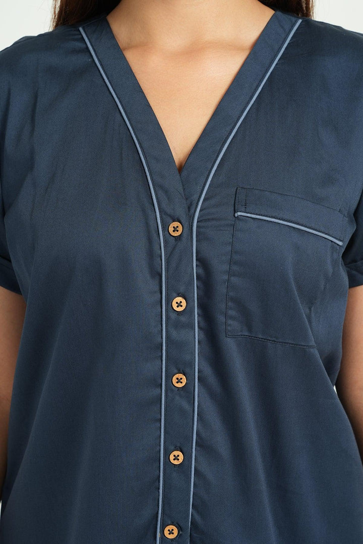 Home Essentials Solid Hue Cotton Nightsuit Set | SHOBITAM