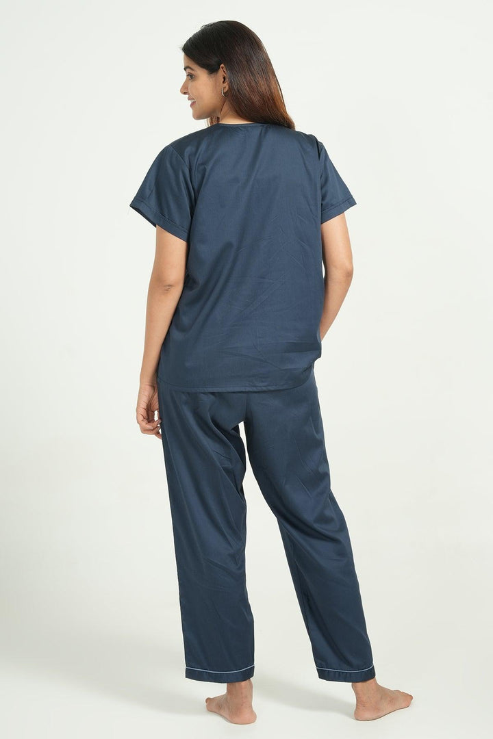 Home Essentials Solid Hue Cotton Nightsuit Set | SHOBITAM