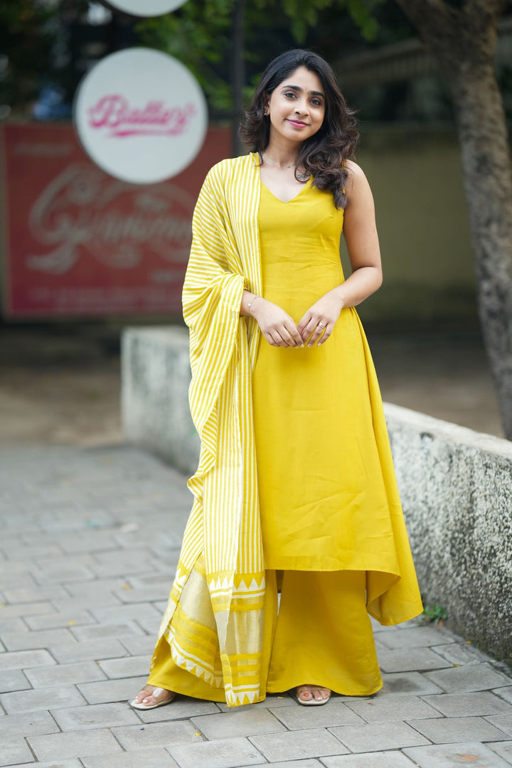 Nandhitha Yellow Kurta Set  | Made to Order | SHOBITAM