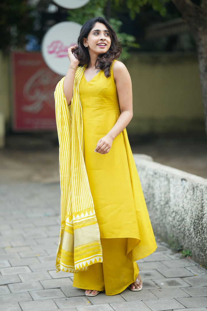 Nandhitha Yellow Kurta Set  | Made to Order | SHOBITAM