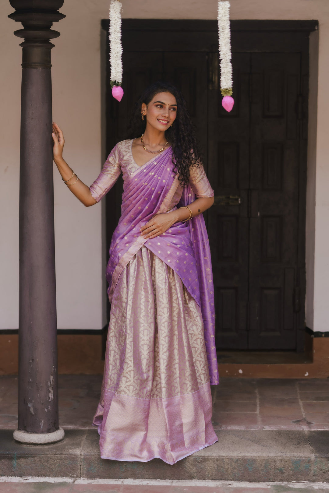 Insya Lilac Banaras Halfsaree | SHOBITAM