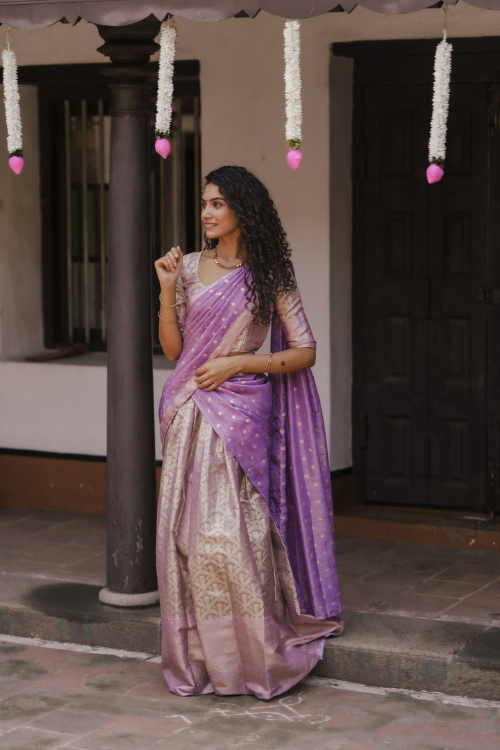 Insya Lilac Banaras Halfsaree | SHOBITAM