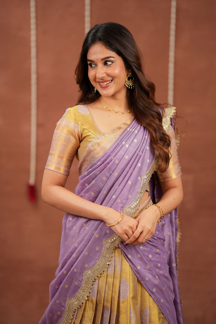Mandana Lavender Halfsaree (Set of 3 ) | SHOBITAM