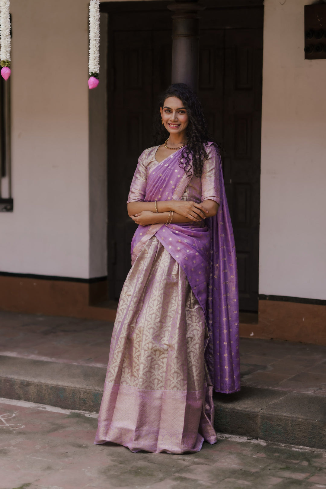 Insya Lilac Banaras Halfsaree | SHOBITAM
