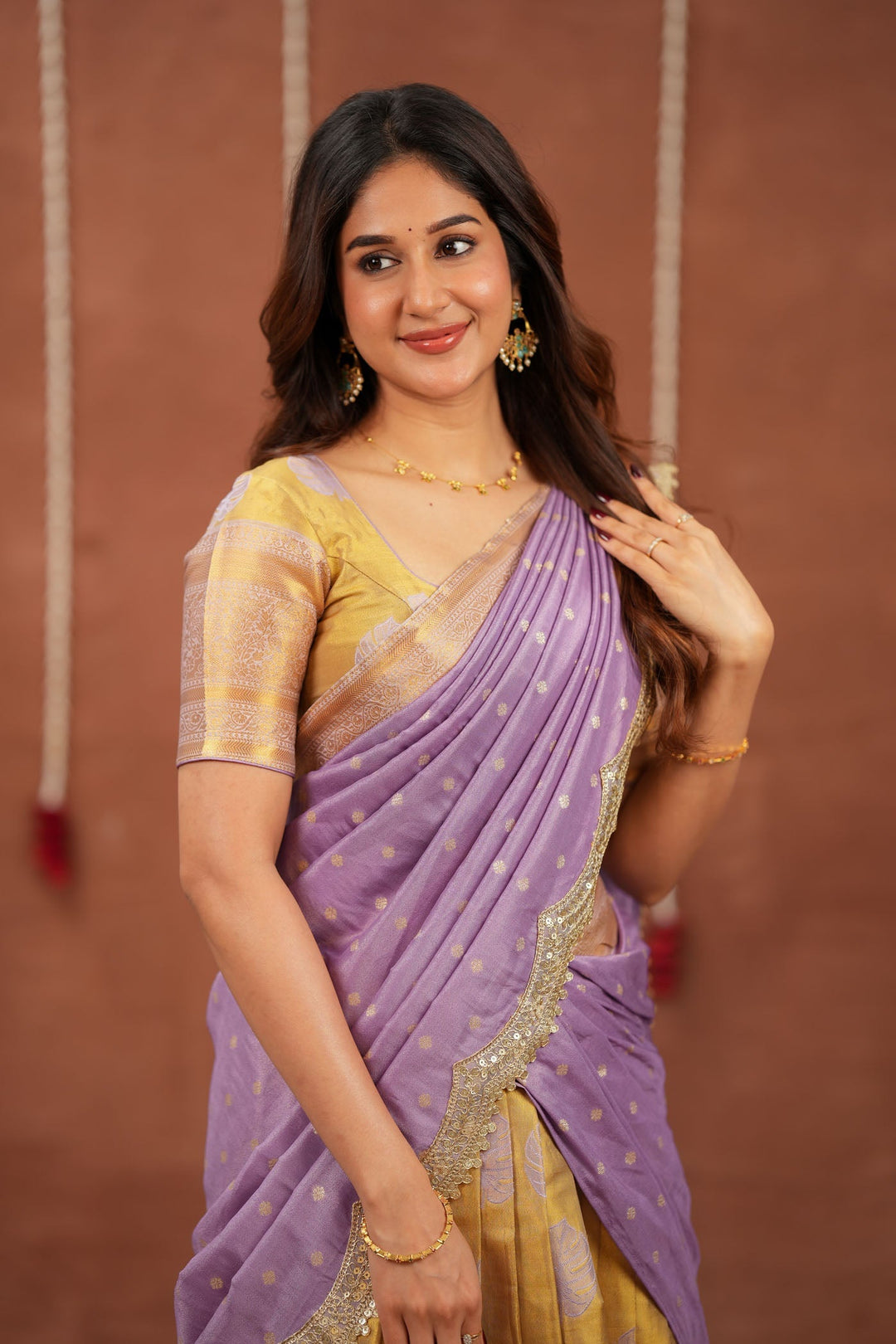 Mandana Lavender Halfsaree (Set of 3 ) | SHOBITAM