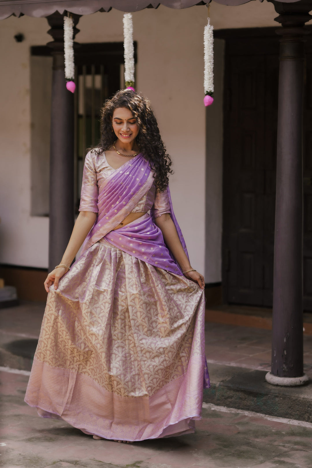 Insya Lilac Banaras Halfsaree | SHOBITAM