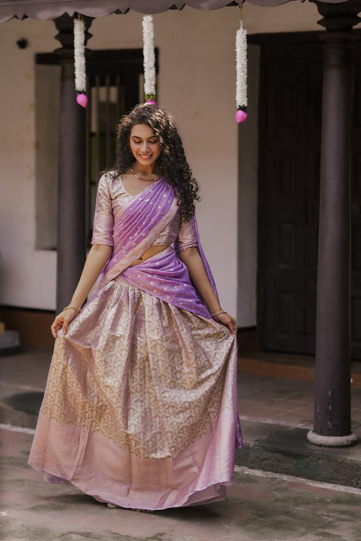 Insya Lilac Banaras Halfsaree | SHOBITAM