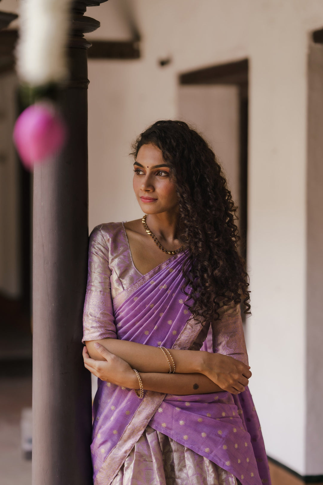 Insya Lilac Banaras Halfsaree | SHOBITAM