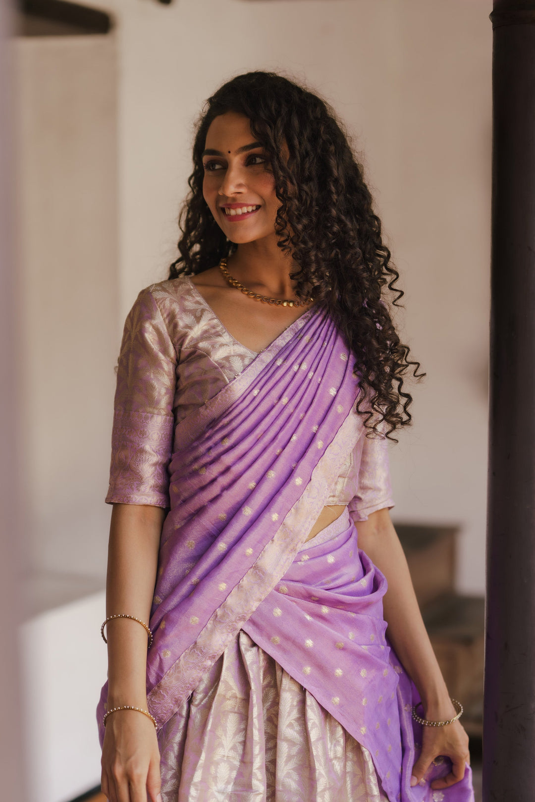 Insya Lilac Banaras Halfsaree | SHOBITAM