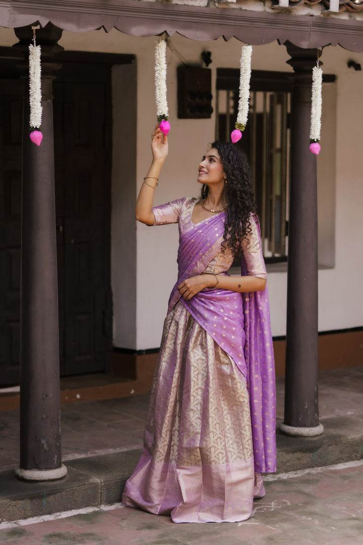 Insya Lilac Banaras Halfsaree | SHOBITAM